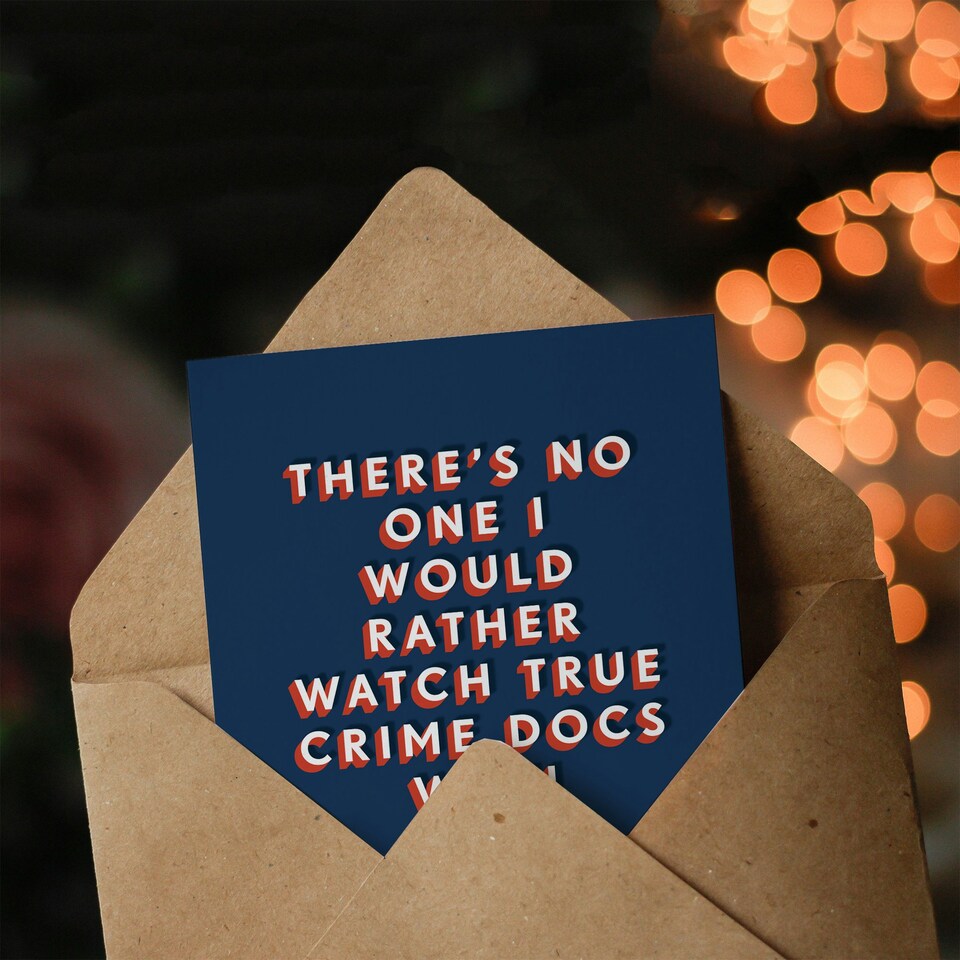 image 1 of No One I Would Rather Watch True Crime Docs With For Him Husband Birthday Card