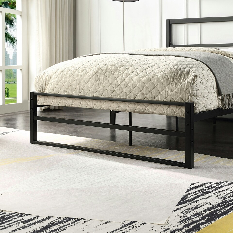 image 1 of Baldock Modern Style Black Metal Bed Frame (Double)