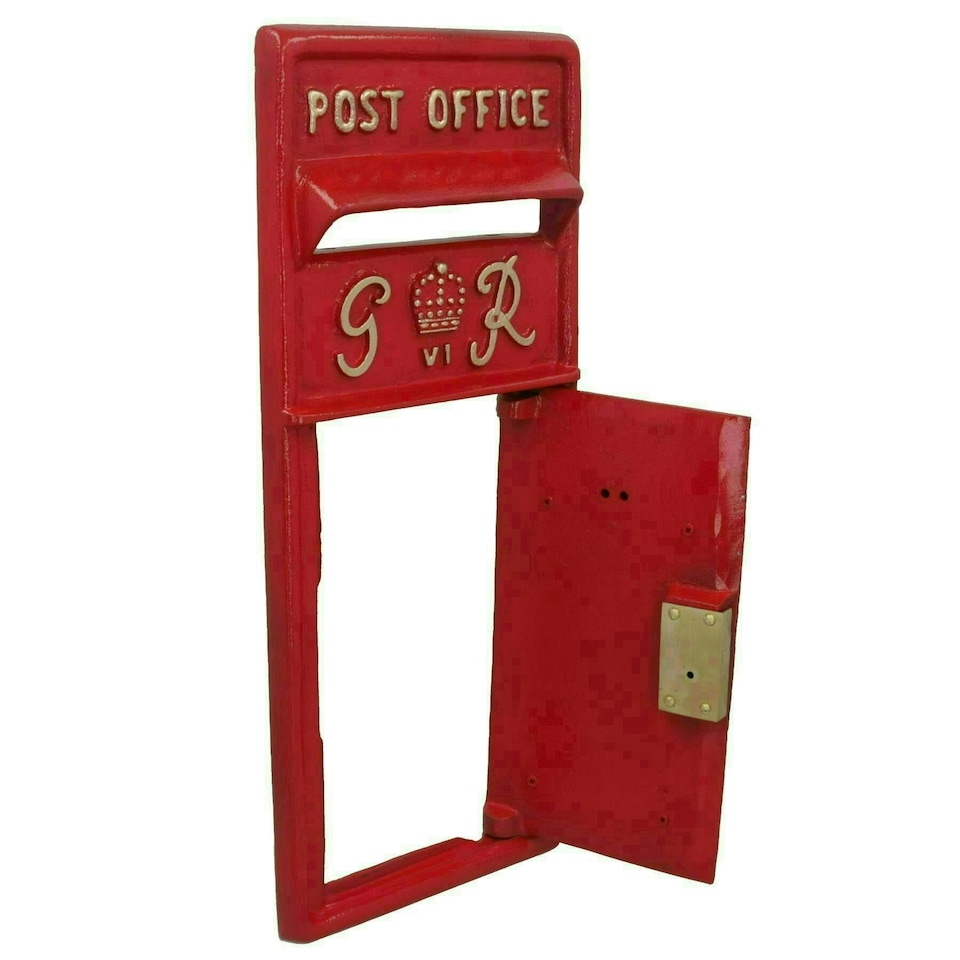 image 1 of GR Royal Mail Post Box Wall Mount Replica Red Post Office Lockable GB Front Red