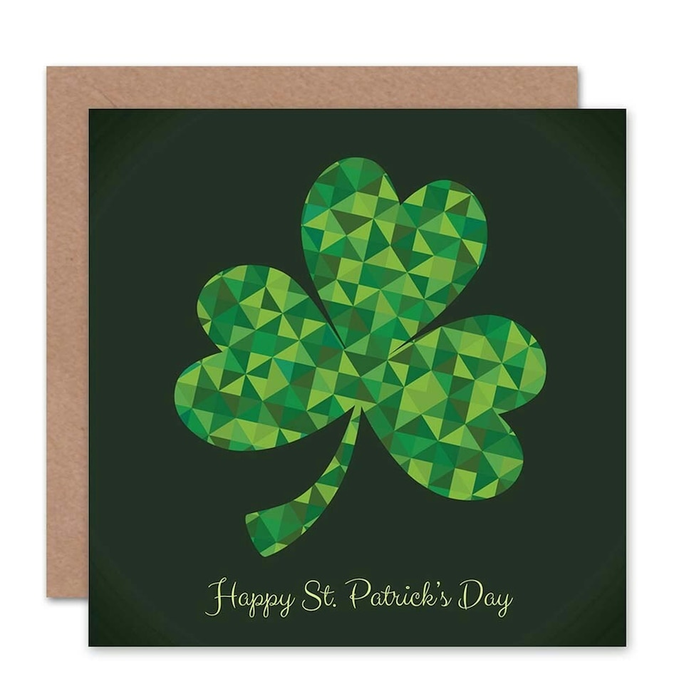 image 1 of Geometric Shamrock St Patricks Day Card