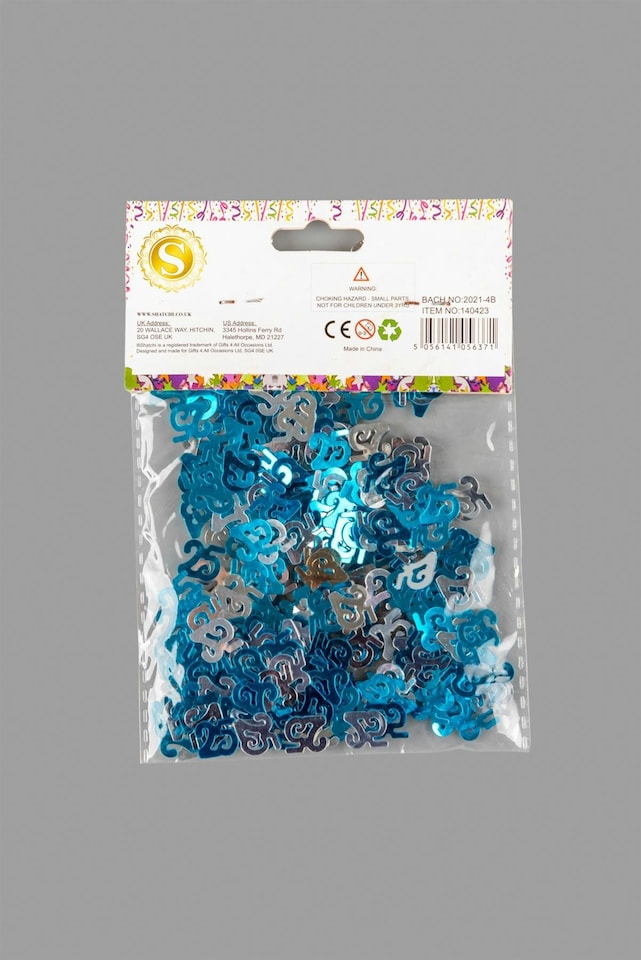 image 1 of 25th Birthday Confetti Blue & Silver 2 pack x 14 grams birthday decoration Foil Metallic 2 pack