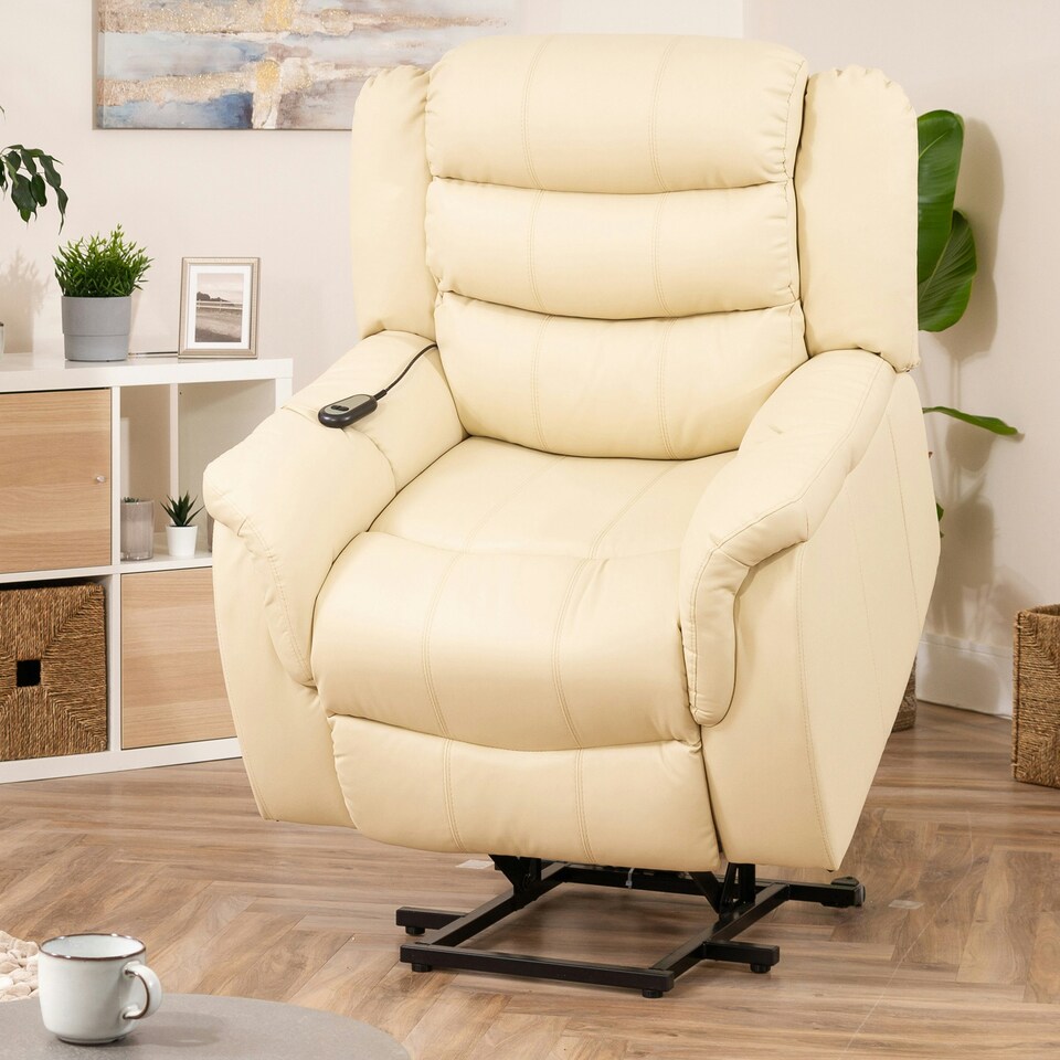 image 1 of Almeira Electric Riser Recliner with Massage and Heat - Cream