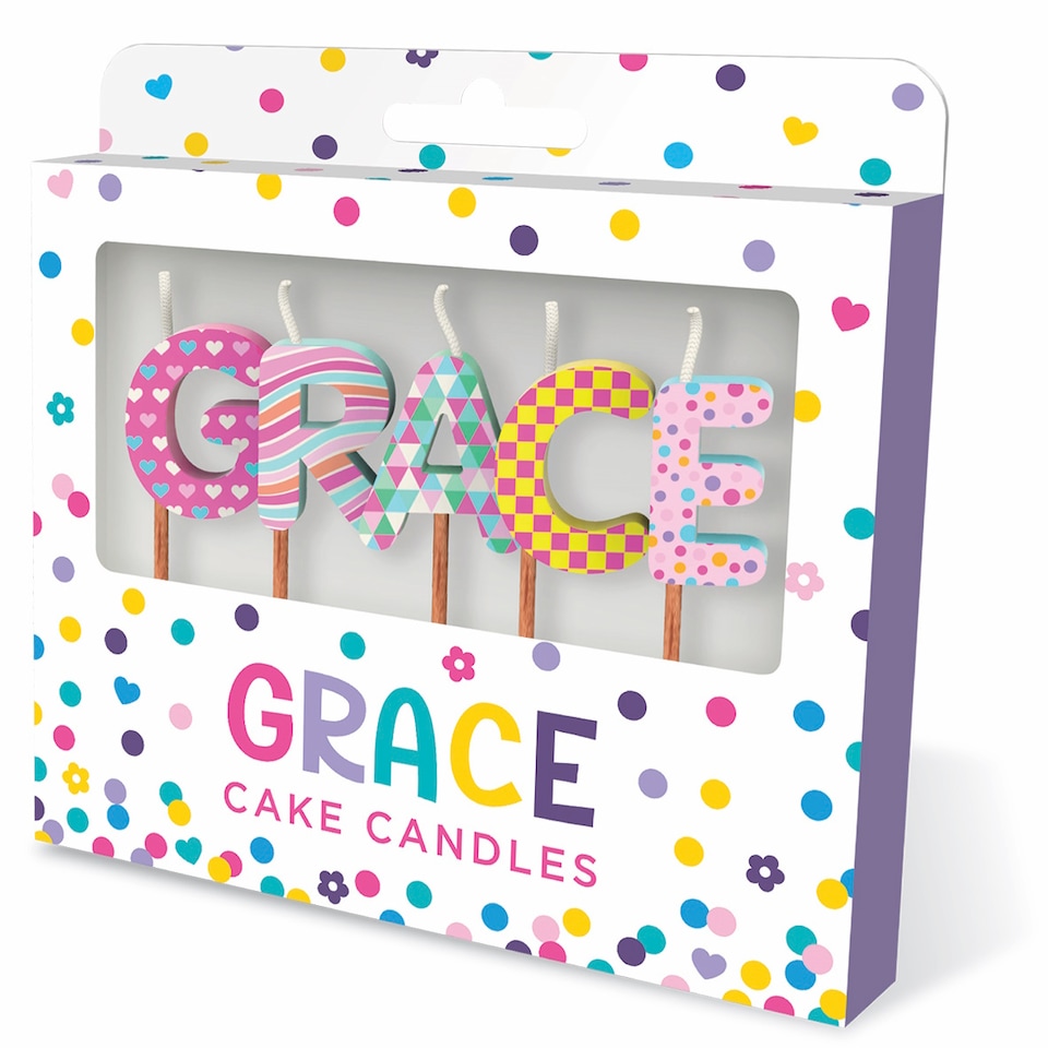 image 1 of Name Birthday Cake Candle Set - Grace