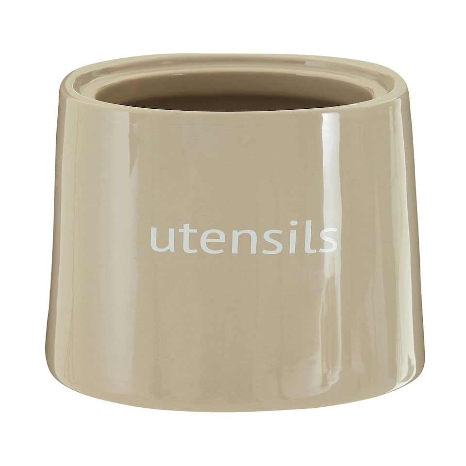 image 1 of Fletcher Beige Ceramic Utensil Jar Brown