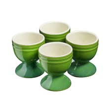 Cooks Professional 4 Piece Egg Cup Set - Dishwasher Safe Stoneware | Green | Green | 4