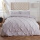image 1 of OHS Pinch Pleat Diamond Pintuck Duvet Cover and Pillowcase Bedding Set, King - Silver