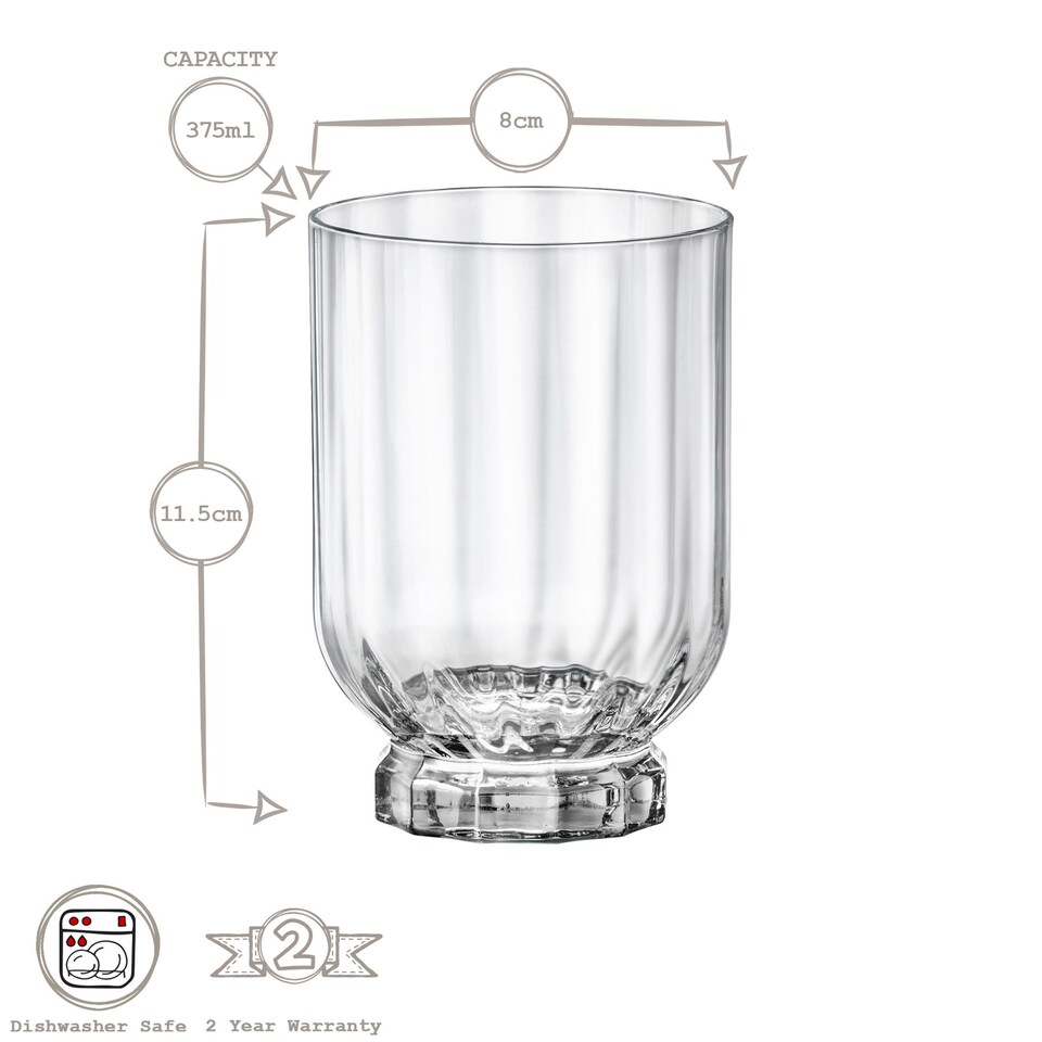 image 1 of Bormioli Rocco Florian Double Whisky Glasses - 375ml - Clear - Pack of 6 | Clear | Clear