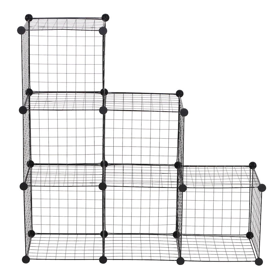 image 1 of HOMCOM DIY 6 Cube Metal Wire Rack Interlocking Storage Cabinet Living Room Organiser Display Shelves Black