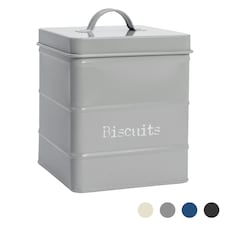 Harbour Housewares Grey Vintage Metal Kitchen Biscuit Tin Kitchen Caddy Kitchen Storage Containers Canister