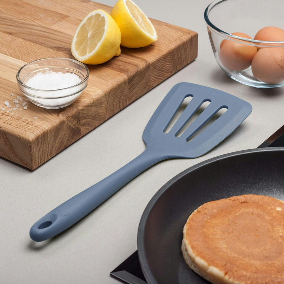 image 1 of Zeal Silicone Flexible Slotted Kitchen Turner, 30cm, Provence Blue