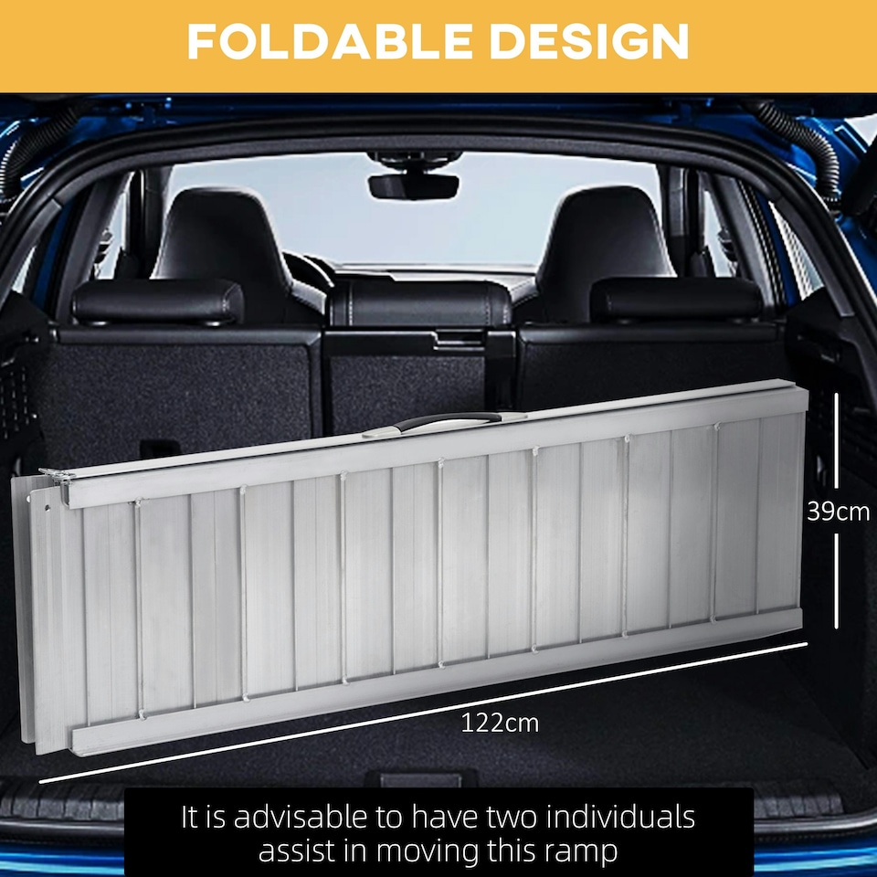 image 1 of HOMCOM 4ft Aluminium Folding Wheelchair Ramp Equipment Mobility Suitcase