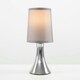 image 3 of ValueLights Pair of - Small Chrome Touch Table Lamps with Grey Fabric Shades With 5w LED Dimmable Candle Bulbs In Warm White Grey