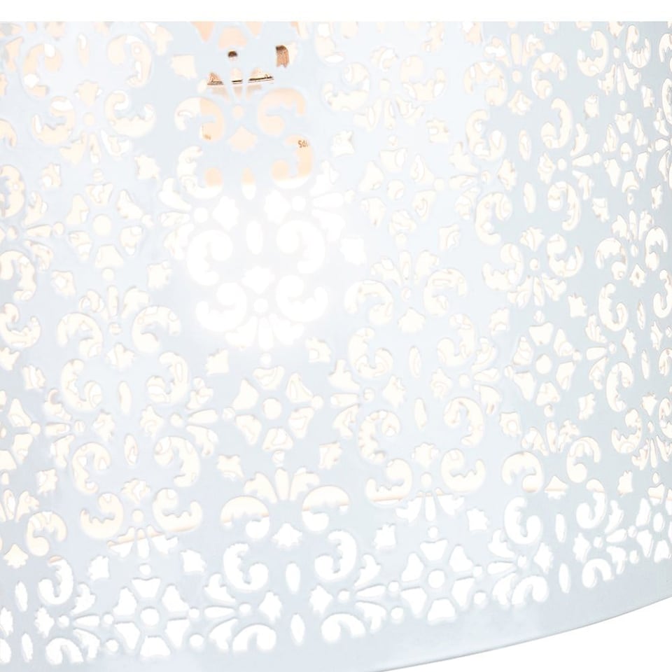 image 1 of Marrakech Designed Large White Metal Pendant Light Shade with Floral Decoration