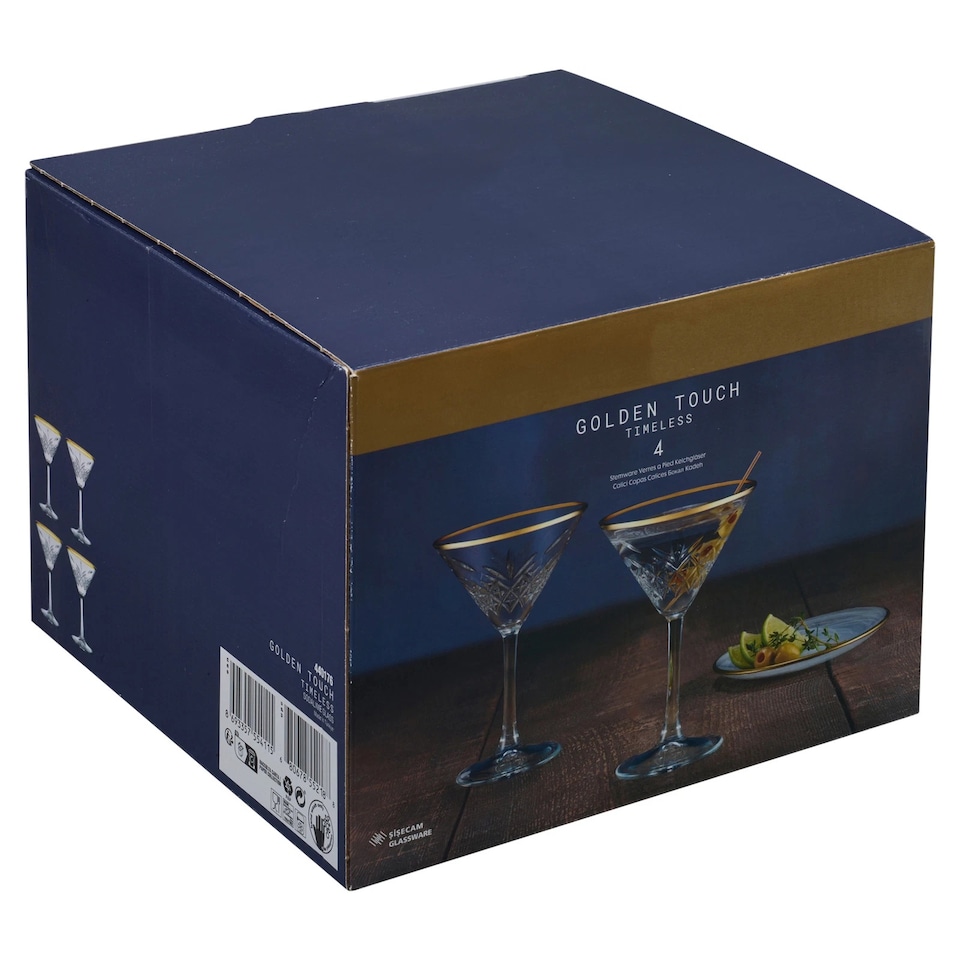 image 1 of Timeless Martini Glass With Gold Rim Sets Queensway Tall Party Drinks Glassware | Clear | Clear | Set of 4