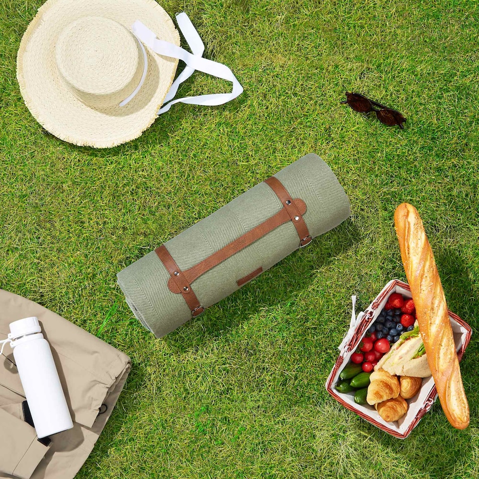 image 1 of Vonshef Picnic Blanket - Herringbone Outdoor Rug - 200x220cm