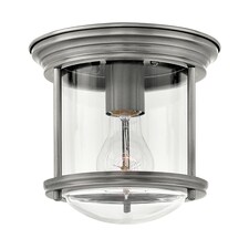 Hinkley Hadrian 1 Light Flush Mount Antique Nickel with Glass IP44