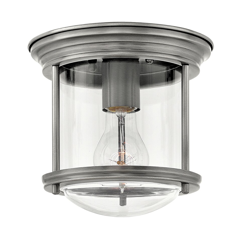 image 1 of Hinkley Hadrian 1 Light Flush Mount Antique Nickel with Glass IP44
