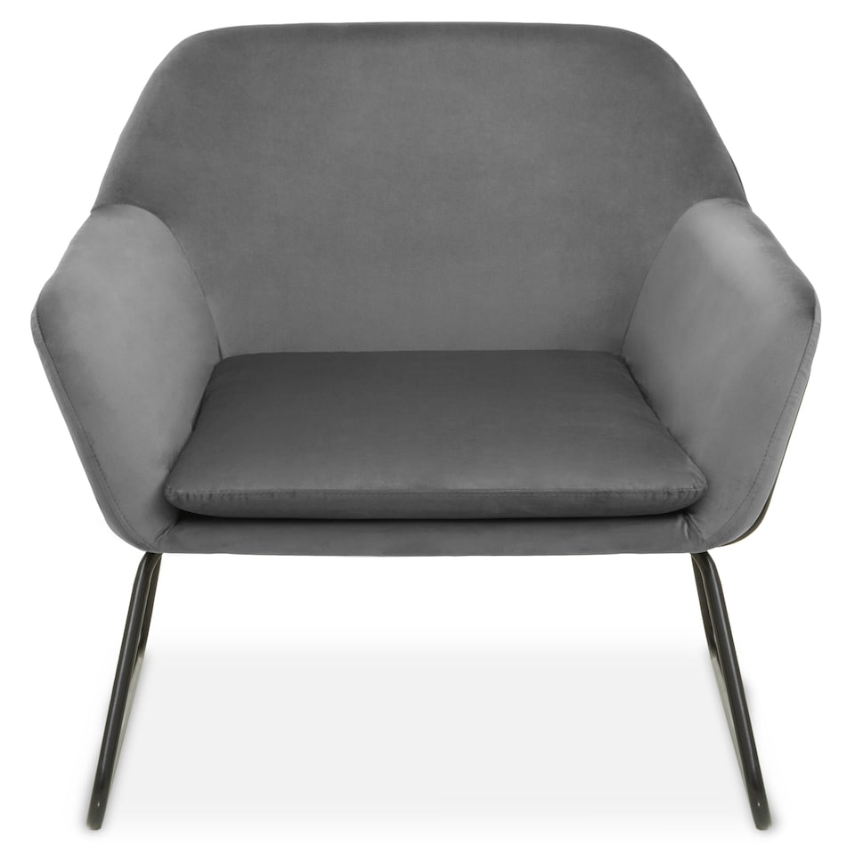 image 1 of Interiors by Premier Grey Velvet Black Frame Armchair, Easy Care Velvet Chairs, Indoor Dining with Velvet Dining Chair