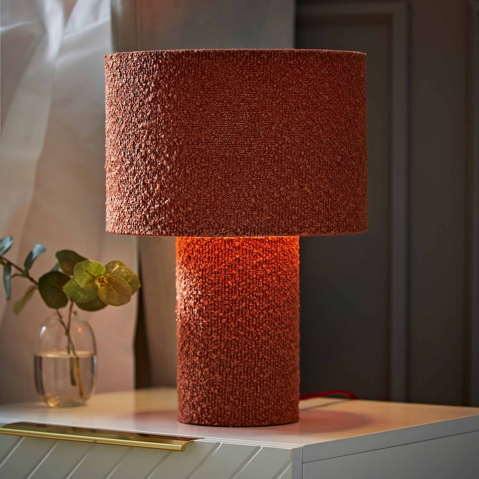 image 1 of ValueLights Ash Rust Full Fabric Boucle Table Lamp | Orange