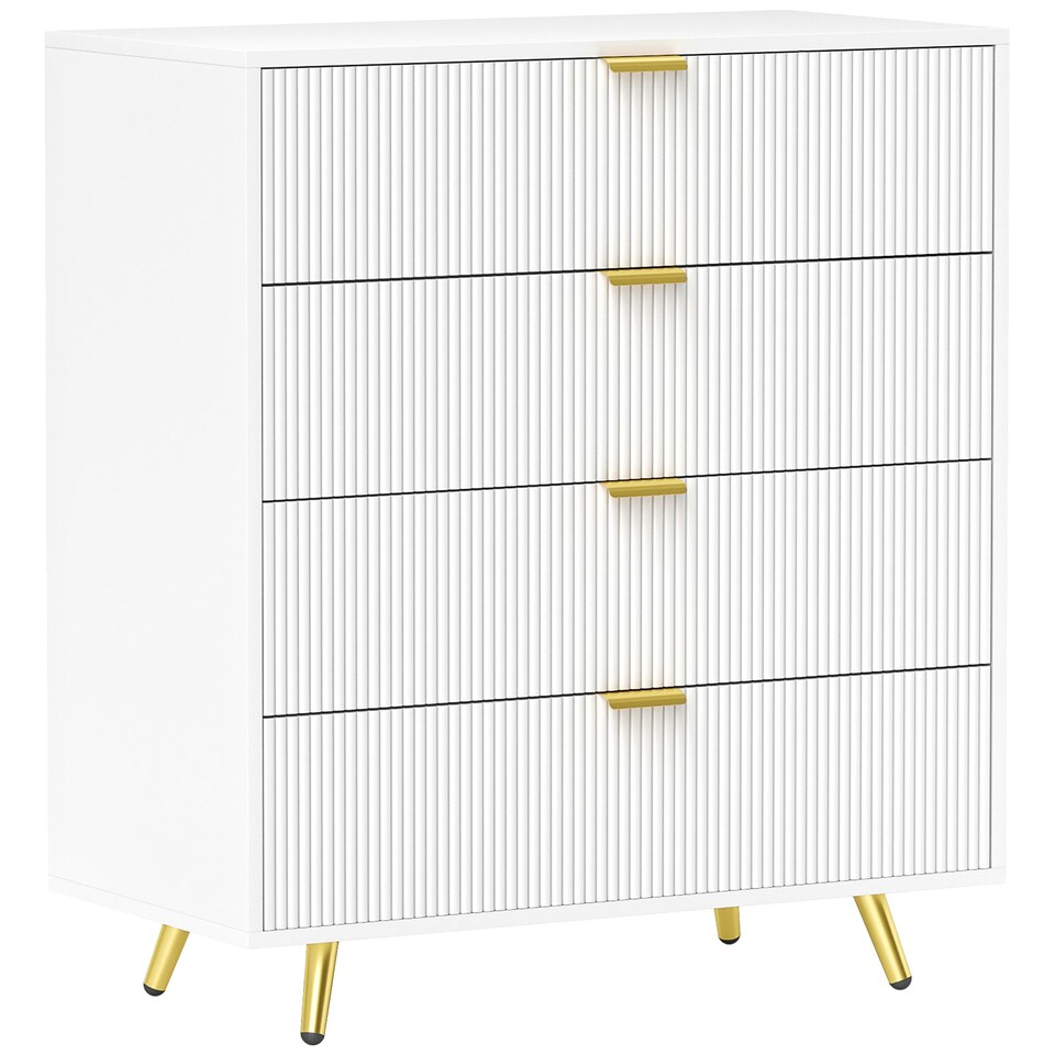 image 1 of HOMCOM Chest of Drawers with 4 Drawers for Bedroom, Living Room, White