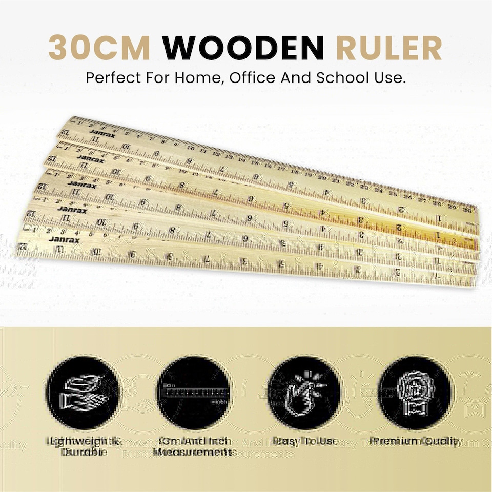 image 1 of 30cm Wooden Ruler by Janrax