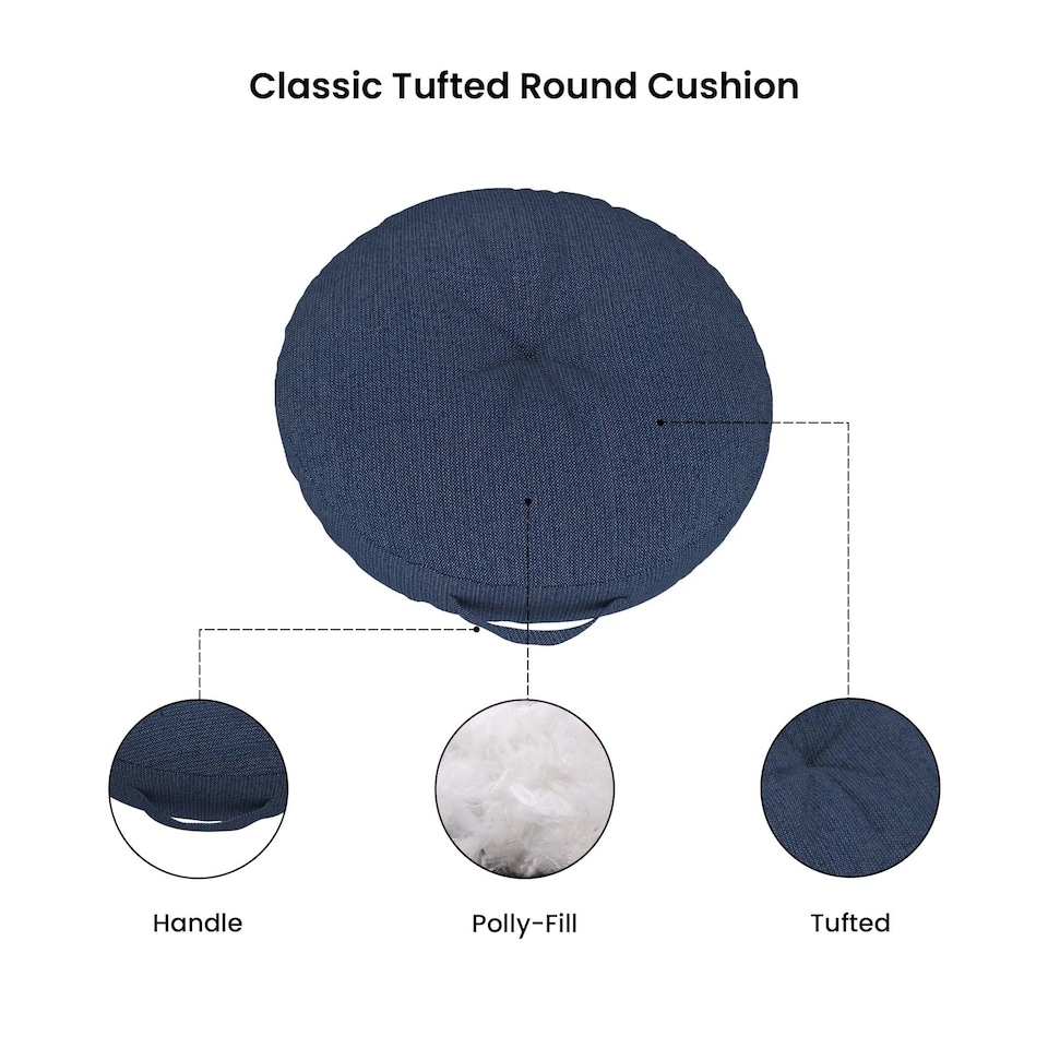 image 1 of Covers&All Sunbrella Round Seat Cushion with Handle, Plush Outdoor Pillows and Chair Cushions, 24 x 5, Spectrum Indigo