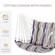 image 4 of Outsunny Outdoor Hanging Rope Chair with Soft Padded Seat & Backrest, Garden Hammock Chair with Wooden Support Bar Cotton Cloth, Portable Garden Chair for Patio & Tree, Brown | Brown | Brown Stripe