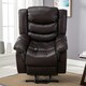 image 9 of Seattle Electric Single Motor Rise Recliner Bonded Leather Chair (Brown)