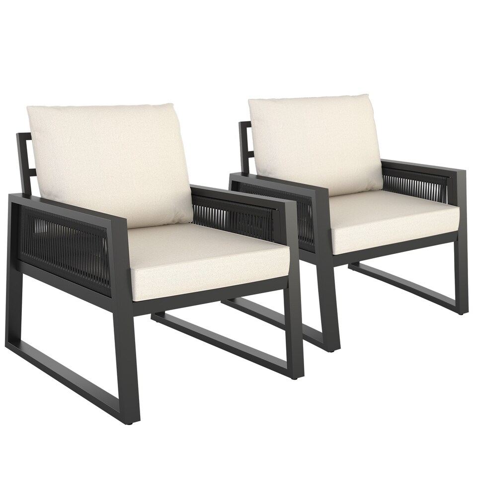 image 1 of Garden Furniture Set Capri in a Corded Design and Aluminium Frame | Grey | anthracite | 76,50 x 67 x 85 cm | 1