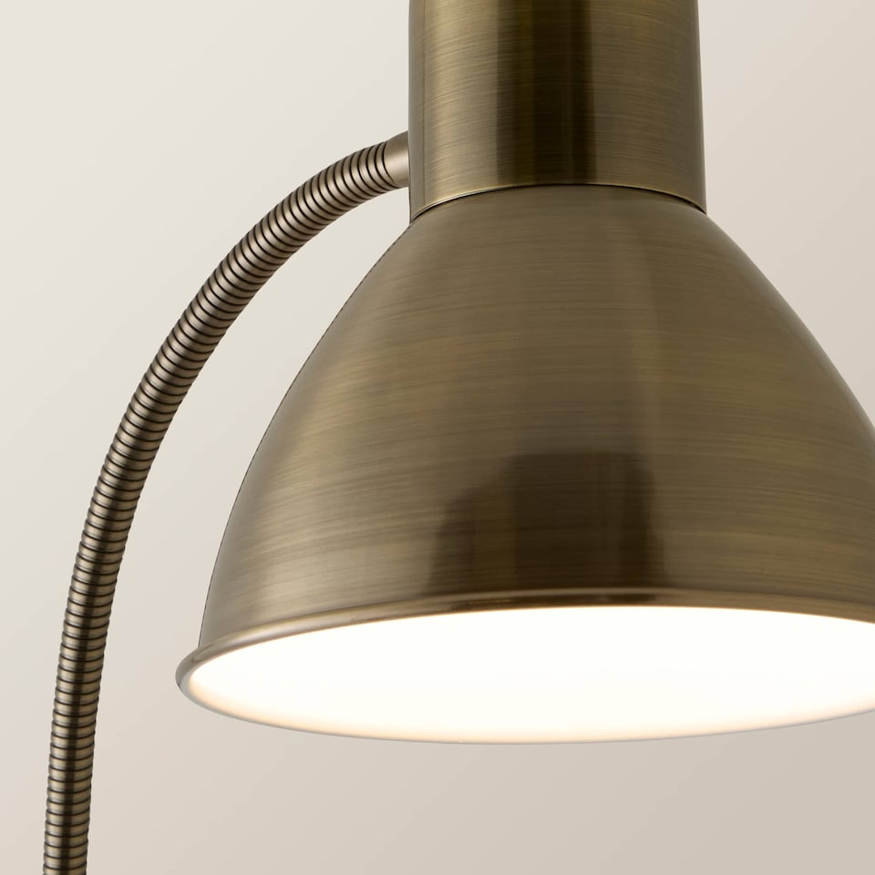 image 1 of ValueLights Flexi Neck Adjustable Floor Lamp Antique Brass | Bronze