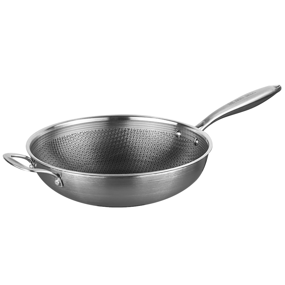 image 1 of Hairy Bikers 30cm Non Stick Wok Pan with HexGuard™ Stainless Steel Tri Ply Coating