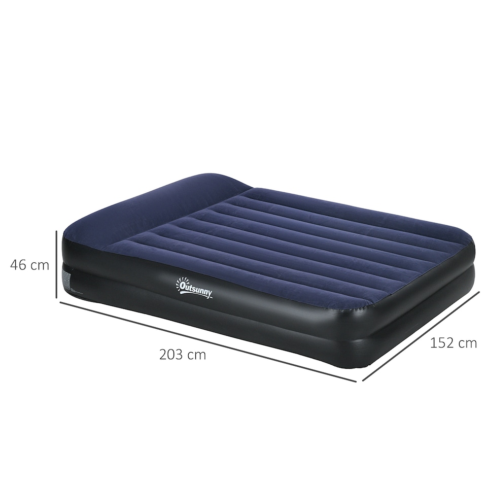 image 1 of Outsunny King Inflatable Mattress with Electric Pump and Integrated Pillow