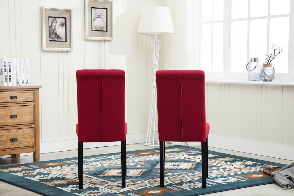 image 1 of Set of 2 Tufted Button Back Fabric Dining Chairs Red by MCC Direct