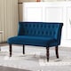 image 2 of HOMCOM Velvet 2 Seater Sofa, Button Tufted Wingback Loveseat with Rubber Wood Legs for Living Room, Bedroom, Dark Blue | Blue | Two Seater