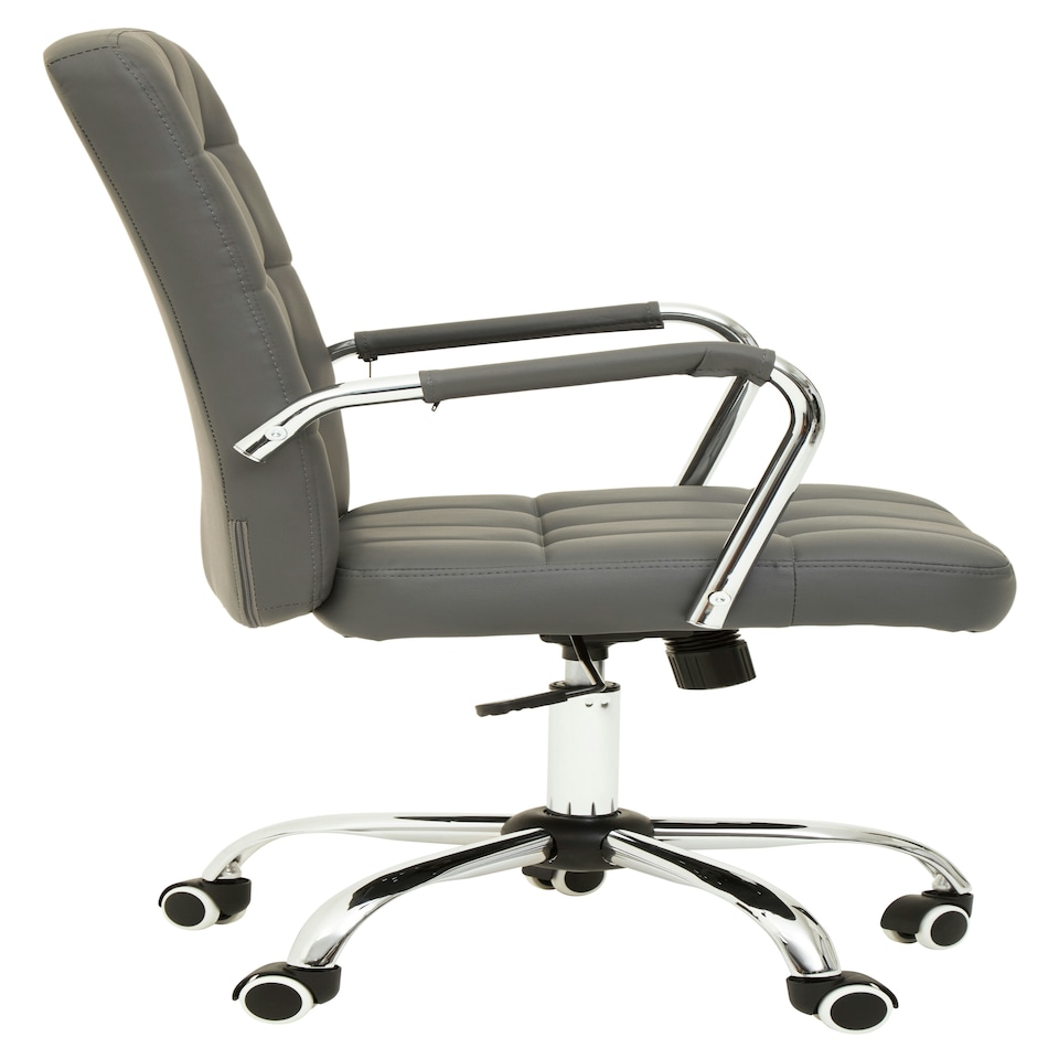 image 1 of Interiors by Premier Brent Grey Leather Effect And Chrome Home Office Chair