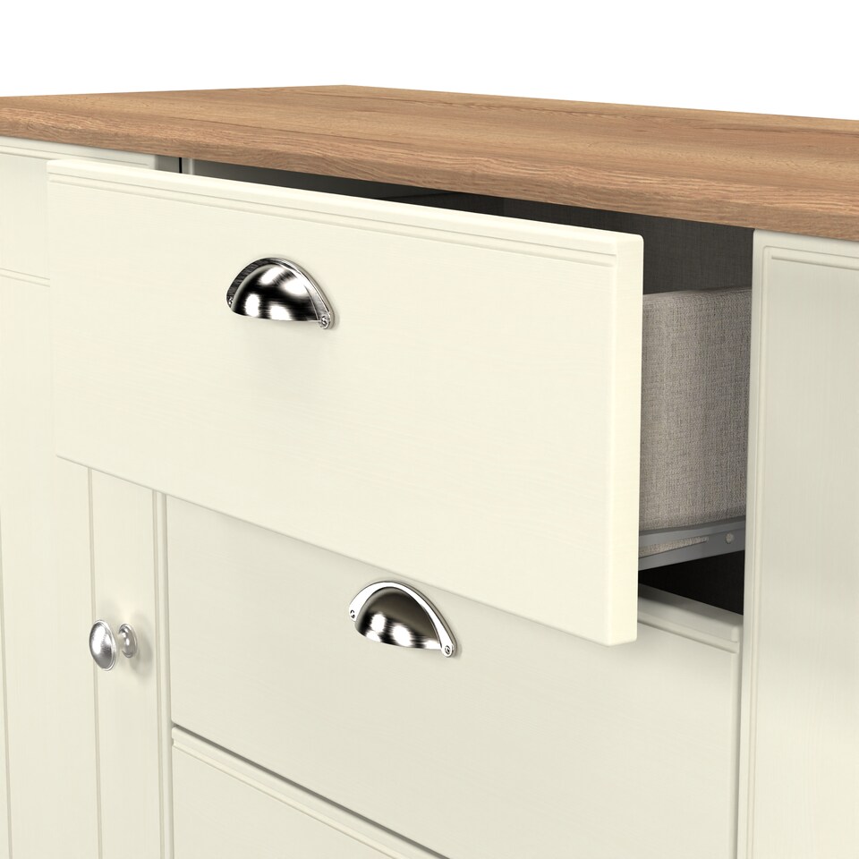 image 1 of Albert 2 Door 3 Drawer Sideboard in Cream Ash & Riviera Oak (Ready Assembled) | Cream | Cream Ash & Riviera Oak