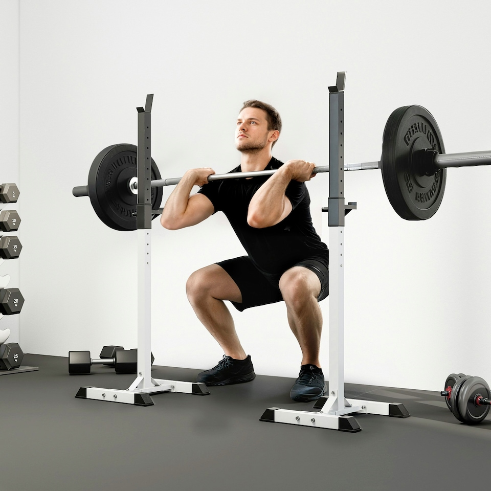 image 1 of HOMCOM Power Rack Weight Stand Bar Barbell Squat Stand Spotter for Home Workout