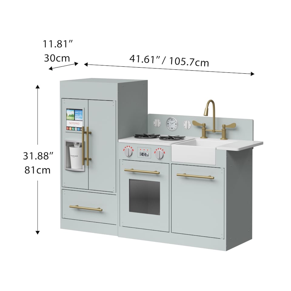 image 1 of Teamson Kids Little Chef Charlotte Modern Play Kitchen, Silver Gray/Gold