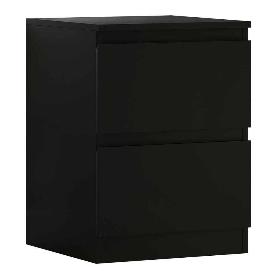 image 1 of FWStyle Stora 2 Drawer Bedside Cabinet - Matt Black