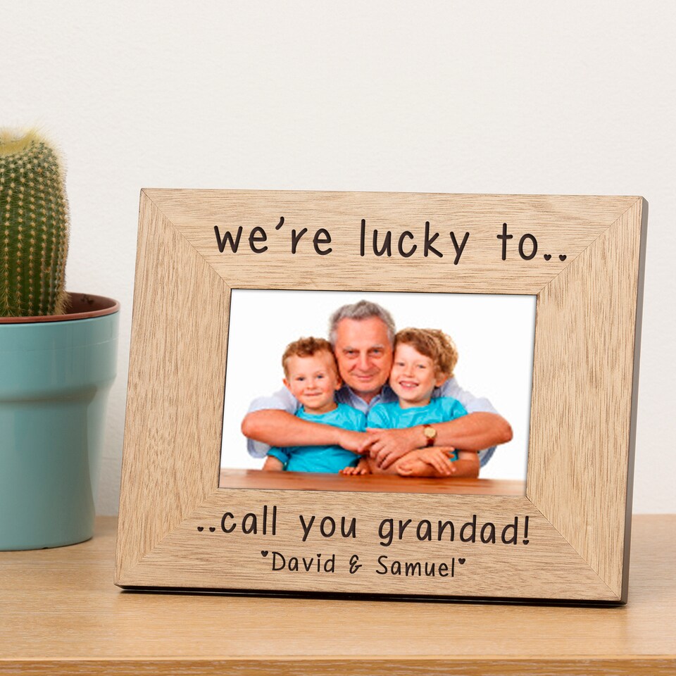 image 1 of Personalised Were Lucky to call you Daddy Mummy Nanny Wood Picture Frame 6x4