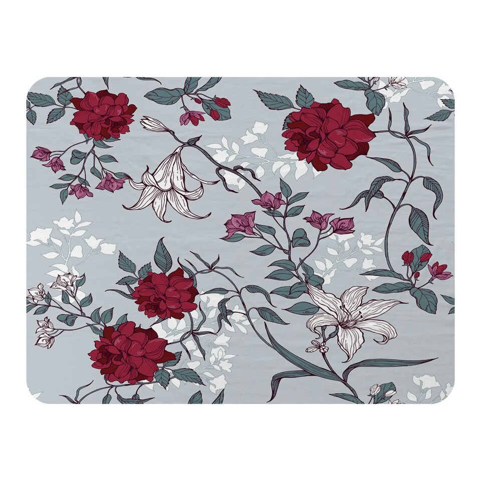 image 1 of Red & White Winter Floral (Blanket)