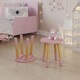 image 3 of Kids Wooden Stool Seat Round Chair Toddlers Kids Small Children Home Nursery | Multi | 2 Pink