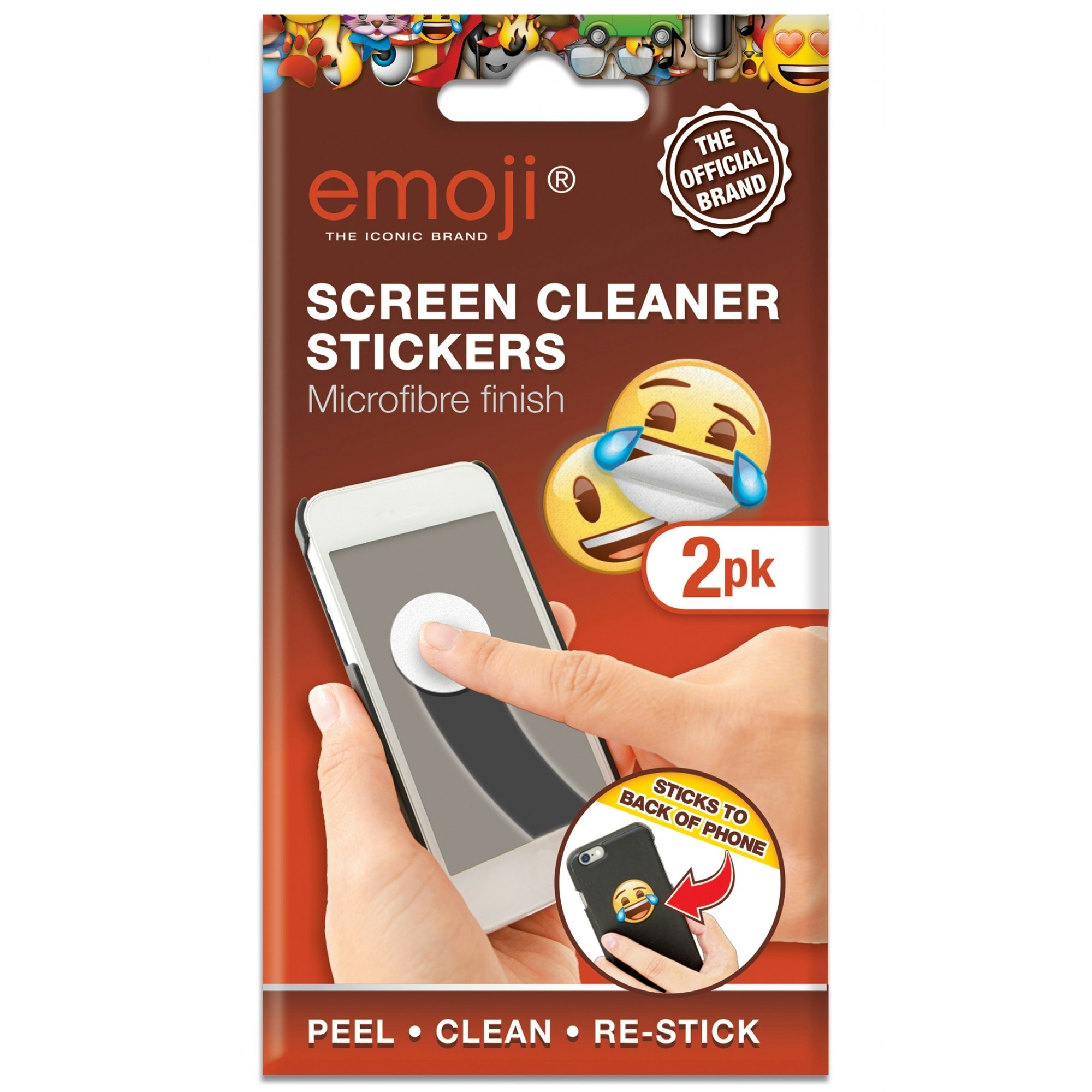 Pack Of 2 Emoji Microfiber Finish Screen Cleaner Sticker