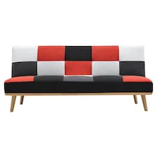 Living and Home 3-Seater Multicolour Checkered Sofa Bed | Multi | Three Seater