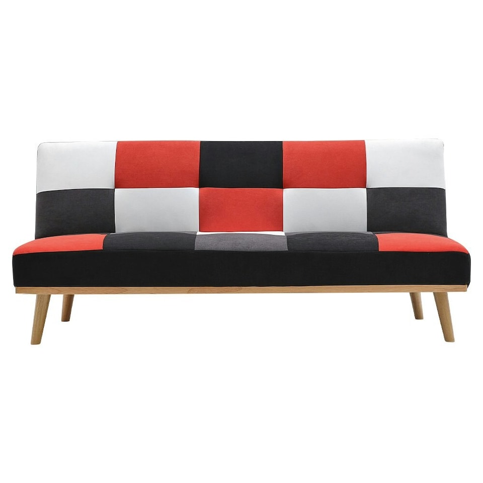 image 1 of Living and Home 3-Seater Multicolour Checkered Sofa Bed | Multi | Three Seater