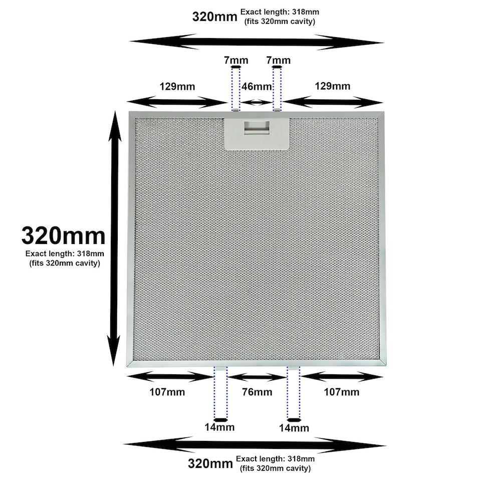 image 1 of SPARES2GO Cooker Hood Grease Filter Metal Mesh compatible with AEG Electrolux Zanussi Extractor Vent 320mm x 32cm