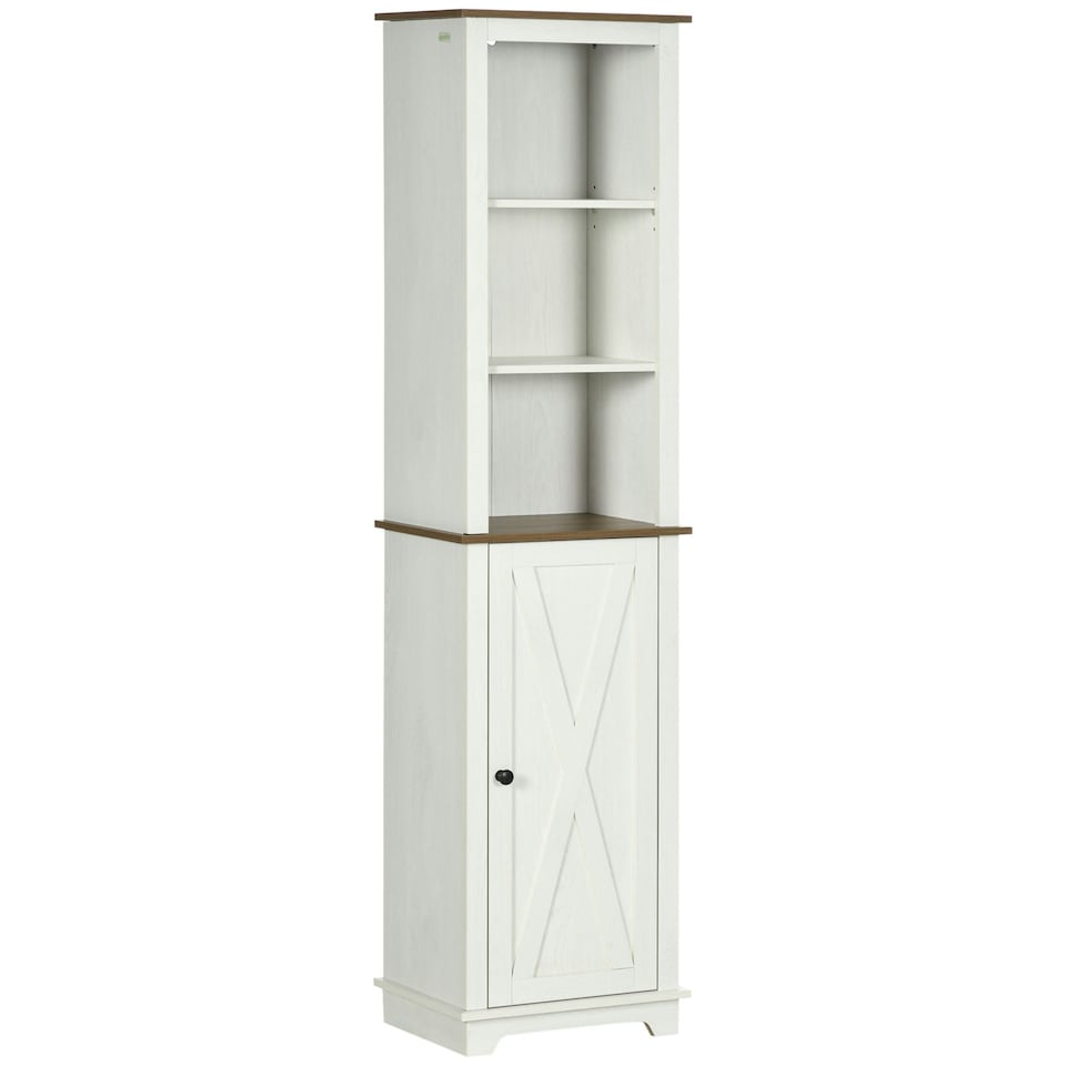 image 1 of kleankin Tall Bathroom Cabinet Storage Cupboard with Door, Adjustable Shelves