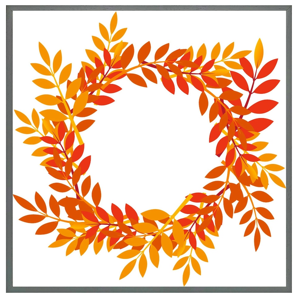 image 1 of Orange & red autumn leaves (Picture Frame) Black | XS