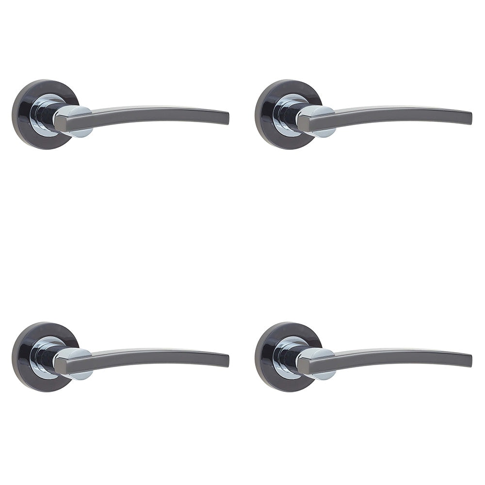 4 PACK Elegant Polished Chrome and Black Nickel Door Handle for Residential Interiors - Interior Handle