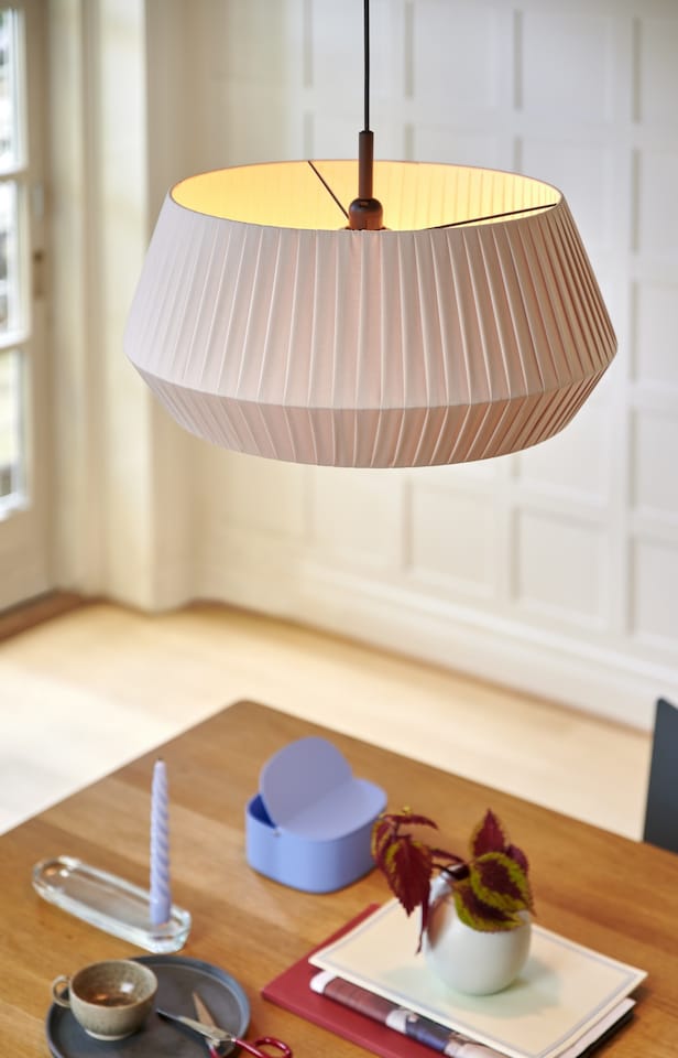 image 1 of Nordlux Dicte Indoor Pendant Light Brown Textile E27 Hand Pleated - Mains Powered, IP20